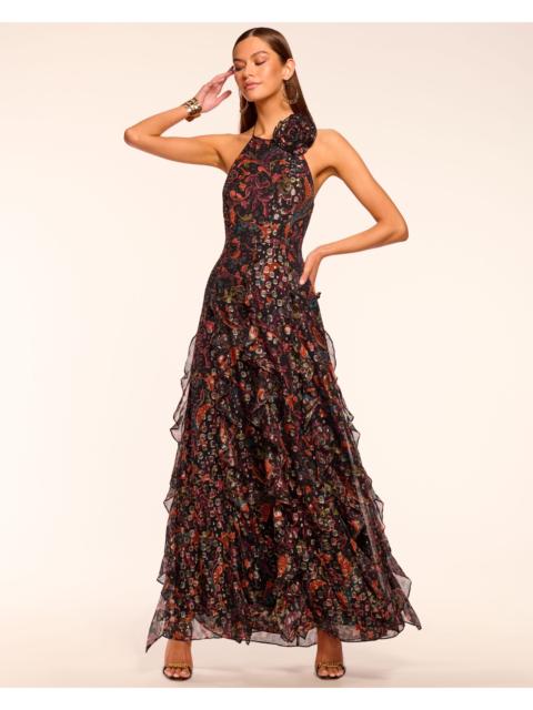 RAMY BROOK Idella Ruffle Halter Gown