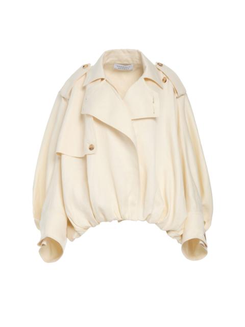 GABRIELA HEARST Hunt Oversized Trench Jacket in Ivory Textured Linen