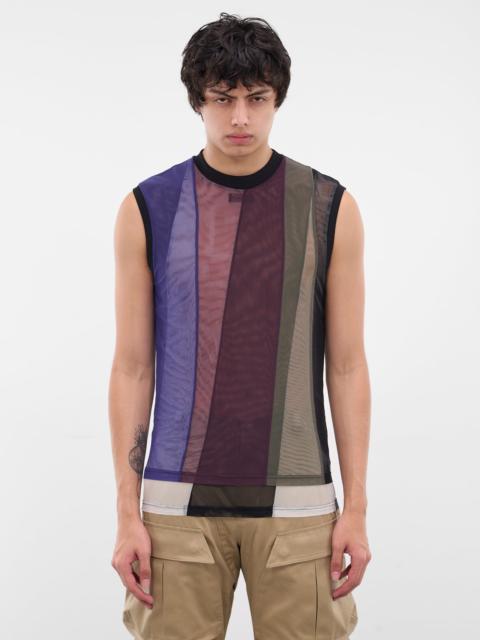 MUGLER Sheer Patchwork Mesh Tank Top