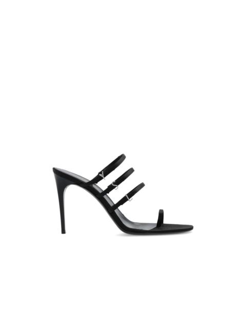 SAINT LAURENT SAINT LAURENT Free Luz Black Satin 95mm Sandals New & Authen