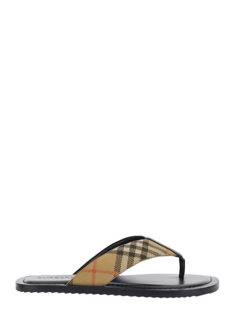 Burberry Burberry Men Flip Flops 'Check' With Check Motif In Tech Fabric Beige Men