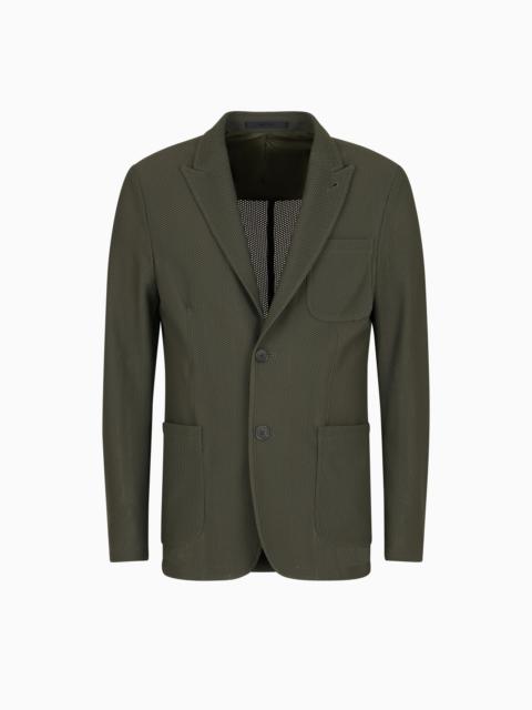 GIORGIO ARMANI Single-breasted jacket in technical waffle fabric