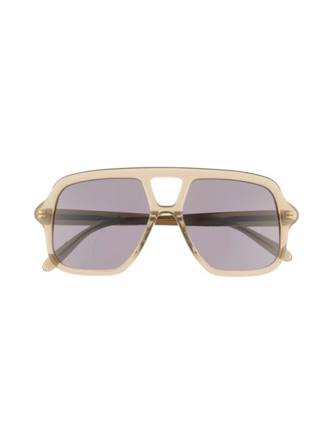 Loewe Loewe Slim Rectangular Sunglasses in Shiny Dark Green /Smoke at Nordstrom