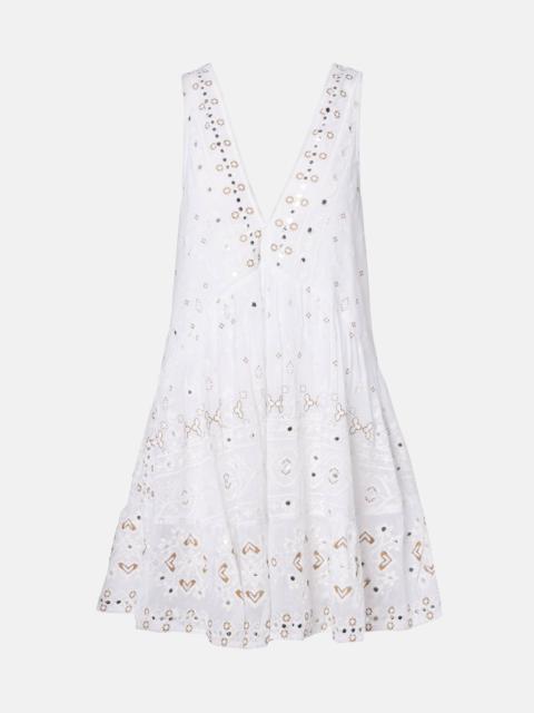 juliet dunn Embroidered cotton minidress