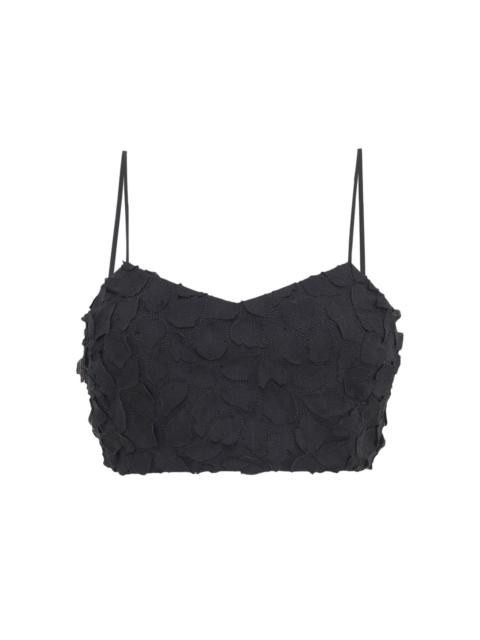 GABRIELA HEARST Priya Embroidered Leaves Top in Black Linen