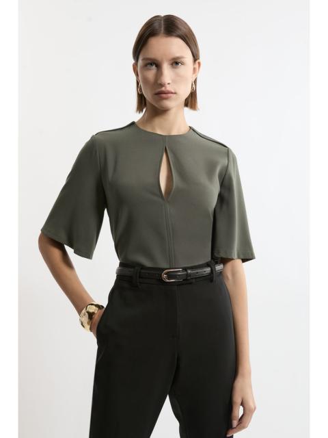 KAREN MILLEN Tailored Crepe Essential Short Sleeve Top