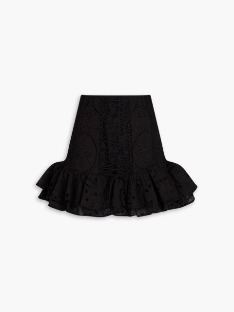 Charo Ruiz Lucrecia tiered broderie anglaise cotton-blend mini skirt