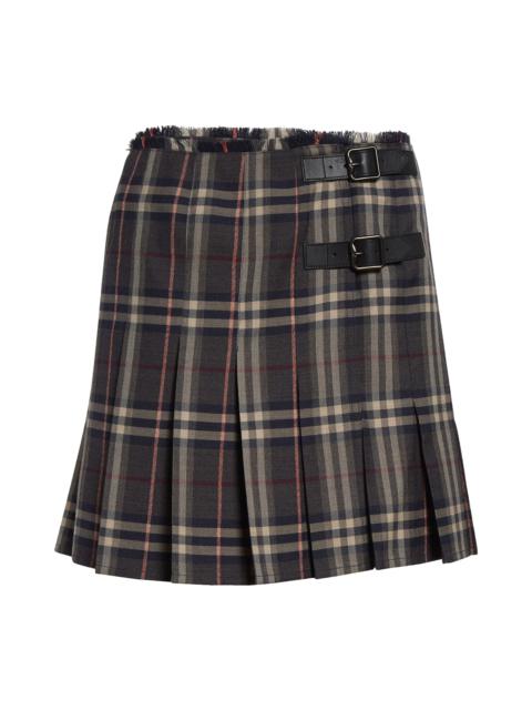 burberry Check Pleated Wool Skirt in Fig/Black Amethyst at Nordstrom