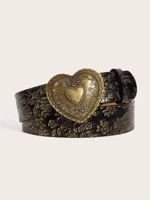 122 cm love buckle pattern PU leather belt