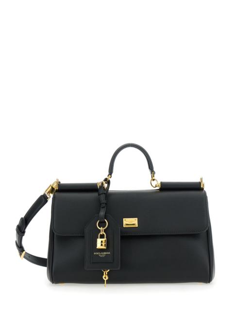 Dolce & Gabbana Dolce & Gabbana Women Black Handbag With Padlock Detail And Adjustable And Removable Shoulder Strap 