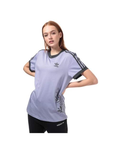 adidas Adidas trefoil ringer embroidered flower floral tshirt women