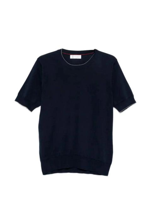 Brunello Cucinelli Brunello Cucinelli Men Cotton Lightweight Knit T-Shirt With Contrast Details