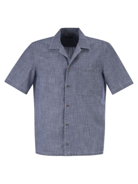 PESERICO Peserico Men Lightweight Cotton Chambray-Effect Short-Sleeve Shirt