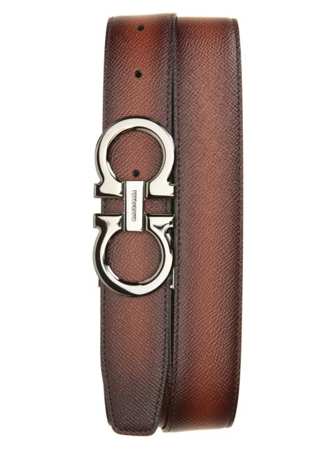 FERRAGAMO FERRAGAMO Double Gancio Reversible Leather Belt in New Cognac Nero T Moro at Nordstrom