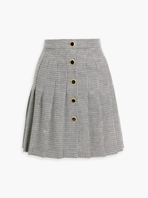 Alessandra Rich Pleated metallic houndstooth wool-blend tweed mini skirt