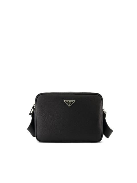 Prada Prada Leather Shoulder Bag With Logo Plaque