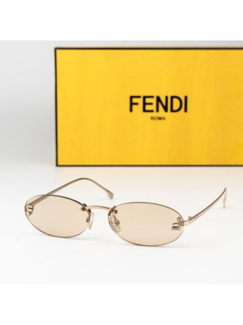 FENDI Fendi FIRST CRYSTAL Women Sunglasses Rose Brown Oval FE4075US 28Y NEW AUTHENTIC