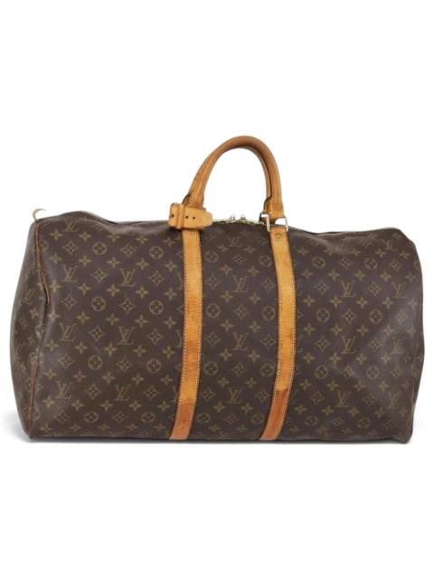 Louis Vuitton Keepall leather travel bag