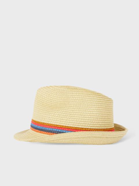 Paul Smith Beige 'Artist Stripe' Trim 'Trilby' Hat