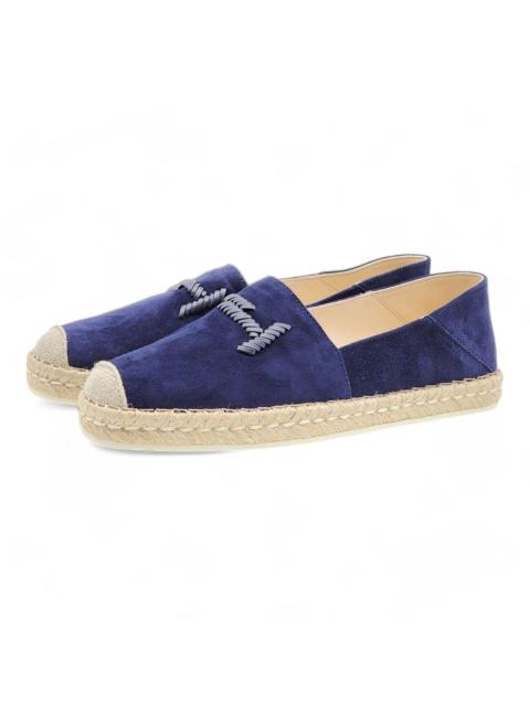 Tod's Suede Whipstitched Espadrilles Navy 36.5
