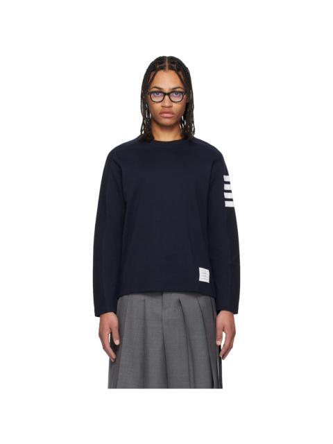 Thom Browne Navy Milano Cotton 4-Bar T-shirt