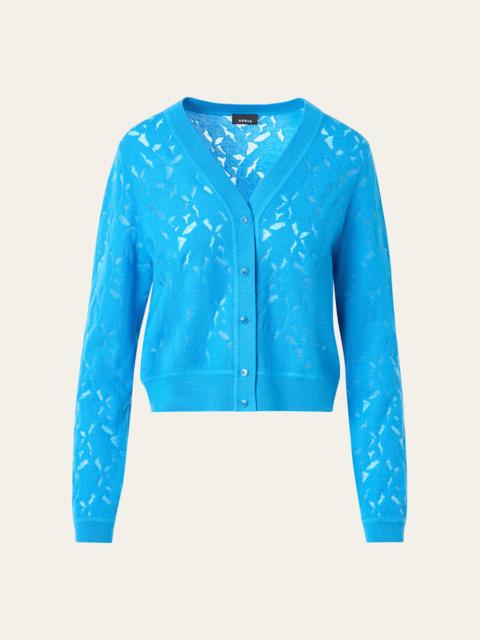 AKRIS Whitecaps Knit V-Neck Cardigan