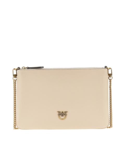 PINKO Pinko Flat Classic Leather Pouch Beige