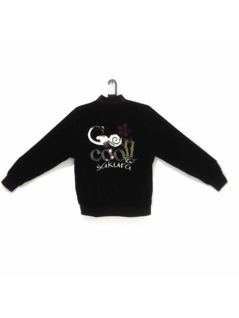 Other Designers Japanese Brand - Vtg SUKAJAN JAPAN SAKURA Floral Japan Souvenir Velvet Jacket