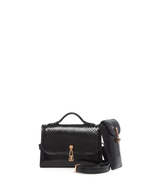GABRIELA HEARST Small Leonora Flap Bag in Black Snakeskin with Sunglasses Pouch