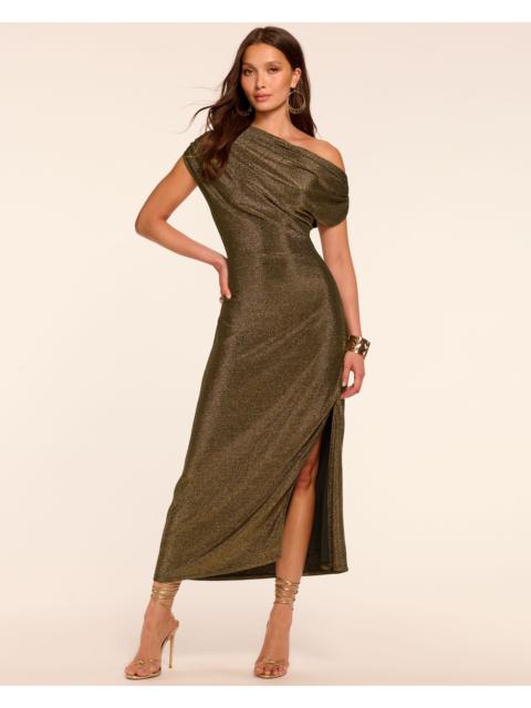 RAMY BROOK Chet Sparkle Knit Off-The-Shoulder Midi Dress