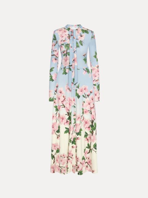 Oscar de la Renta OMBRÉ CHERRY BLOSSOM JERSEY DRESS