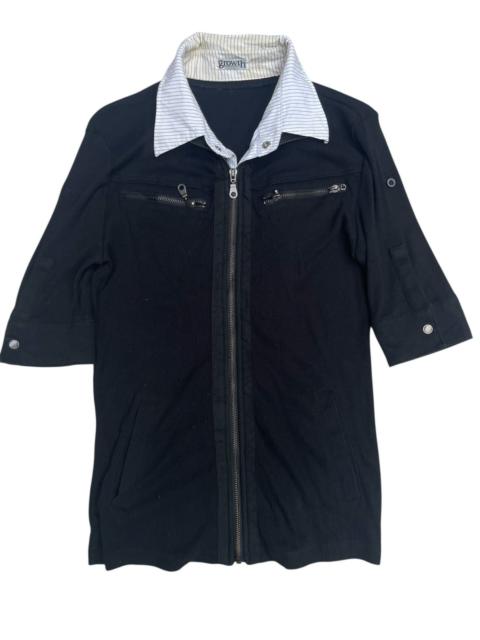 Other Designers In The Attic - Growth Archive Zip Jacket - Striped Collar, Cropped Sleeve