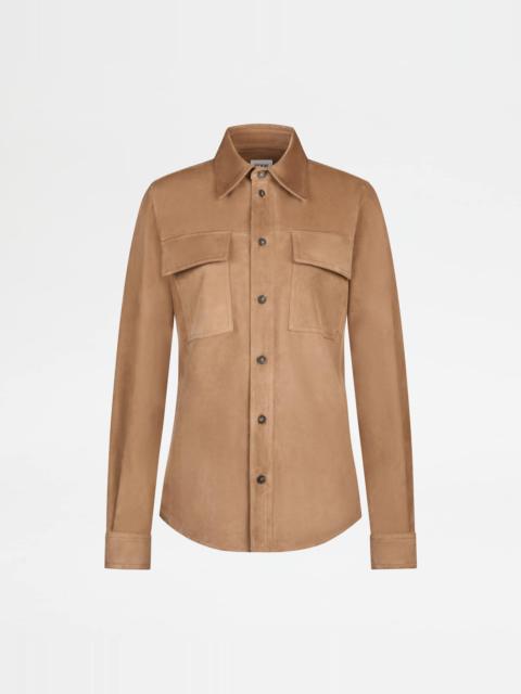 Tod's PASHMY SHIRT IN SUEDE - BEIGE