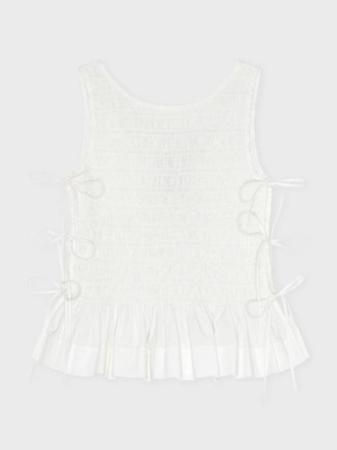 GANNI Top Cotton Poplin Smock Tie String White