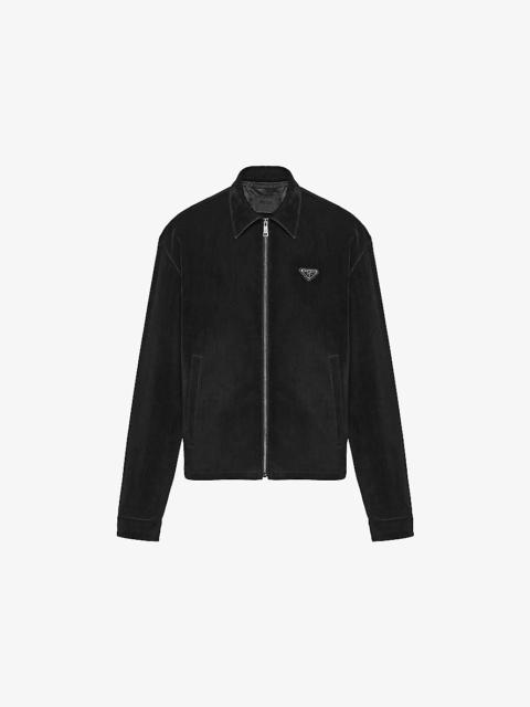 Prada Triangle-Logo Cotton Velvet Blouson Jacket