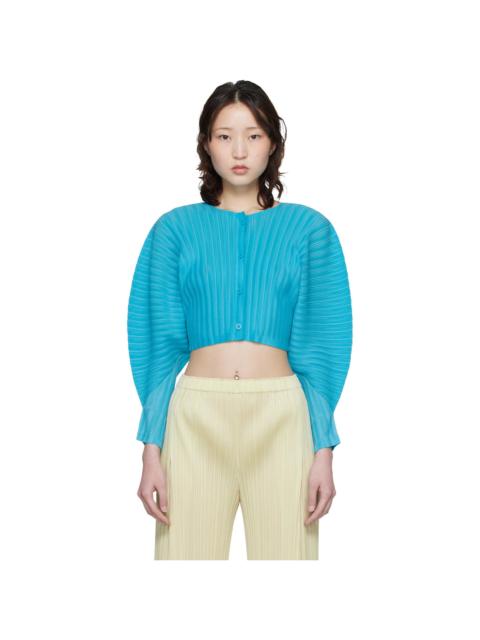 Pleats Please Issey Miyake Blue Rib Pleats January Cardigan