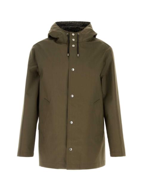 FENDI Fendi Men Army Green Jacquard Parka Coat