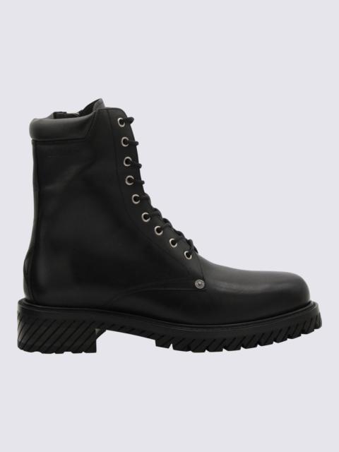 OFF-WHITE BLACK LEATHER BOOTS