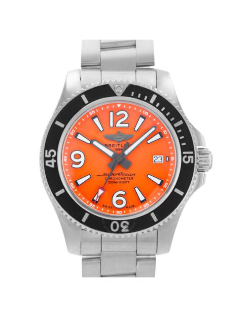 Pre-owned Breitling Superocean 42 Automatic Chronometer Orange Dial Men's Watch A17366
