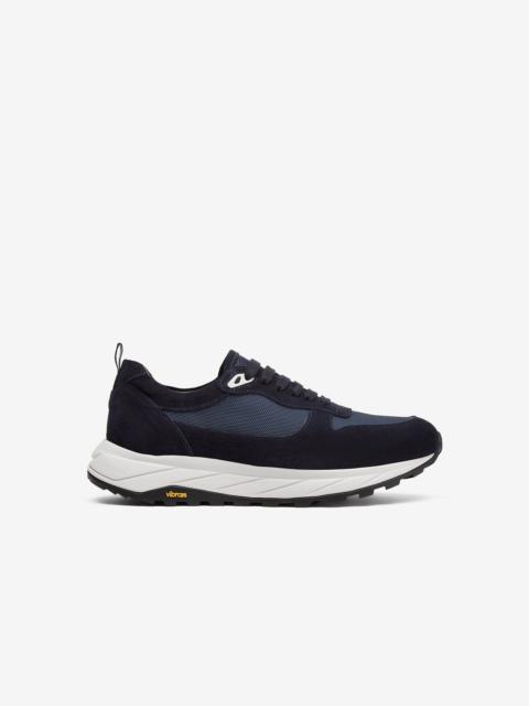 CORNELIANI Blue nylon and suede running shoes