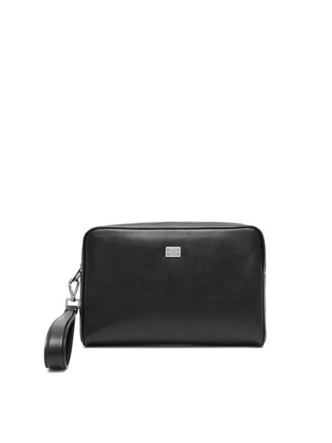 logo-plaque clutch bag