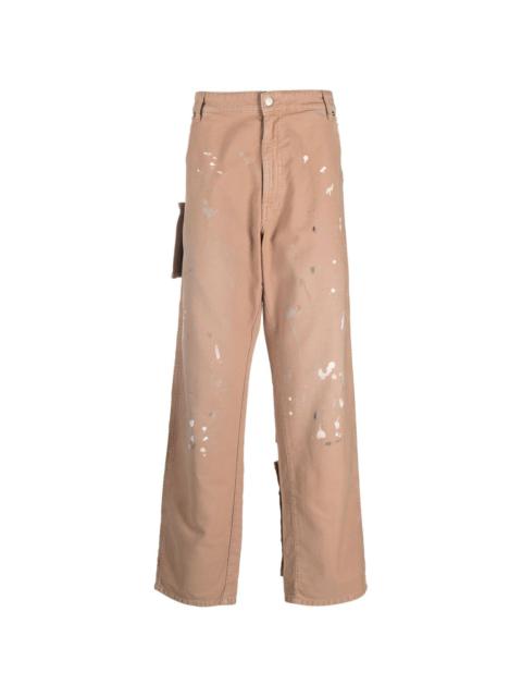 paint-splatter patch pocket jeans