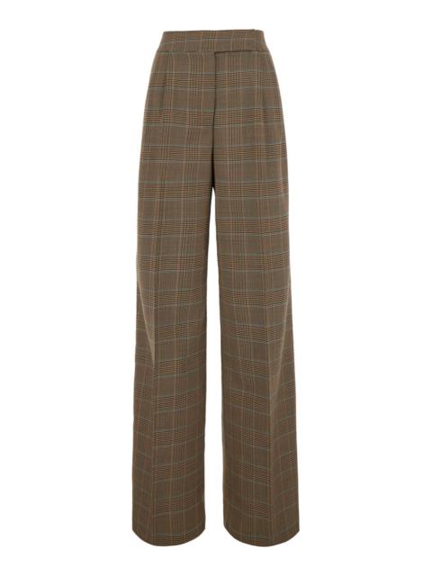 Etro Etro Women Beige Pants With Front Closure And All-Over Prince Of Wales Motif In Wool Blend For Women