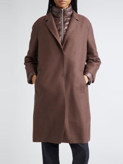 Herno Herno Layered Mixed Media Down Jacket in Chocolate at Nordstrom