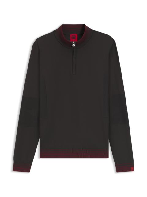 HUGO HUGO X RB ZIP-NECK SWEATER WITH CONTRAST TIPPING STRIPES