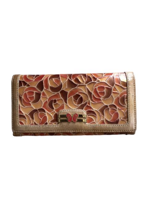 Other Designers Designer - Anna Sui Emboss Floral Leather Designer Long Wallet