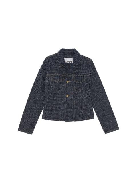 GANNI fluffy denim fitted blazer