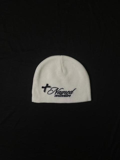 Other Designers Named Collective Classic Logo No Cuff Knit Beanie Hat White