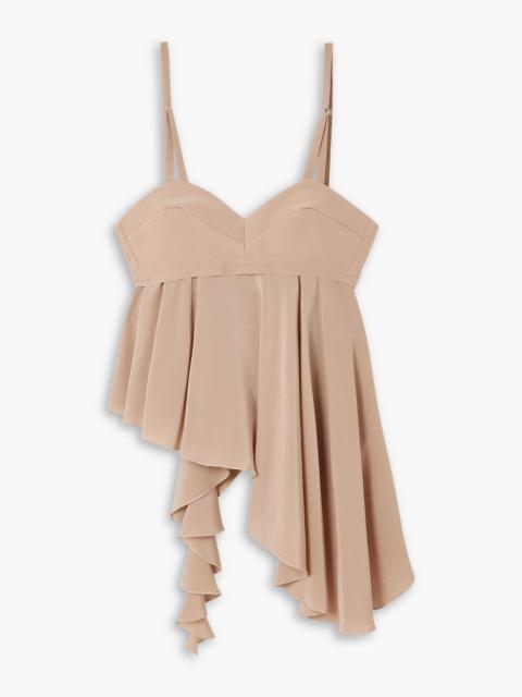 Victoria Beckham Asymmetric ruffled silk crepe de chine camisole