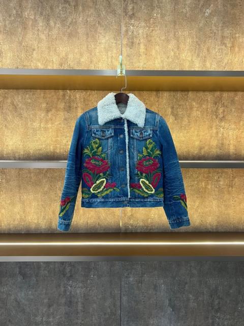 GUCCI Gucci Embroidered Lamb Wool Denim Jacket